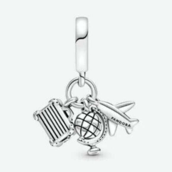 Pandora Airplane, Globe & Suitcase Dangle Charm - Picture 3 of 5